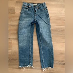 Topshop Straight Leg Jeans with Raw Hem
